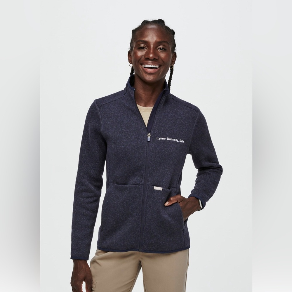 FIGS Heather Navy On-Shift Sweater Knit Jacket - XL / Heather Navy